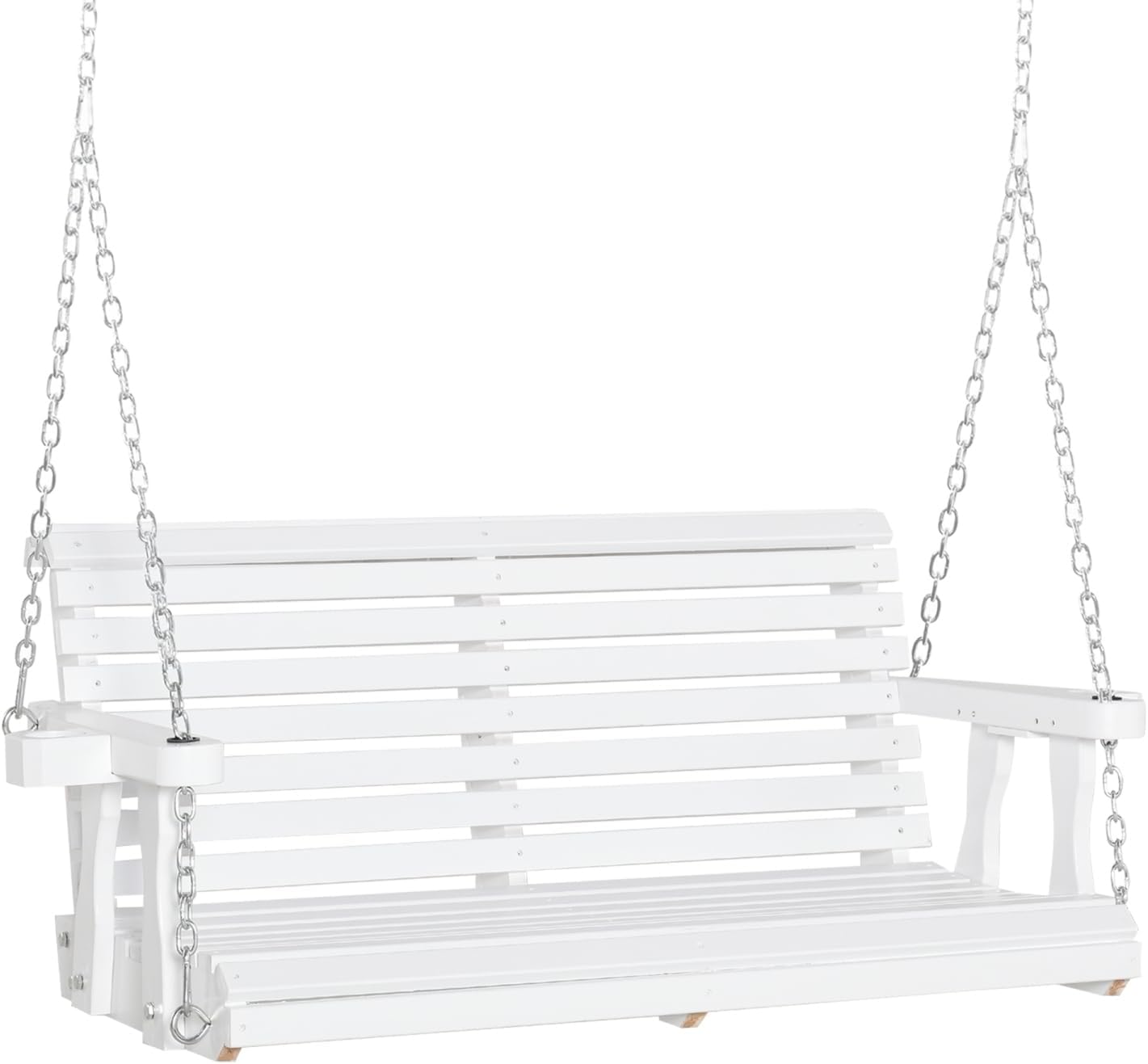 Wooden Outdoor Hanging Swing Chair with Cup Holders – Relax & Enjoy