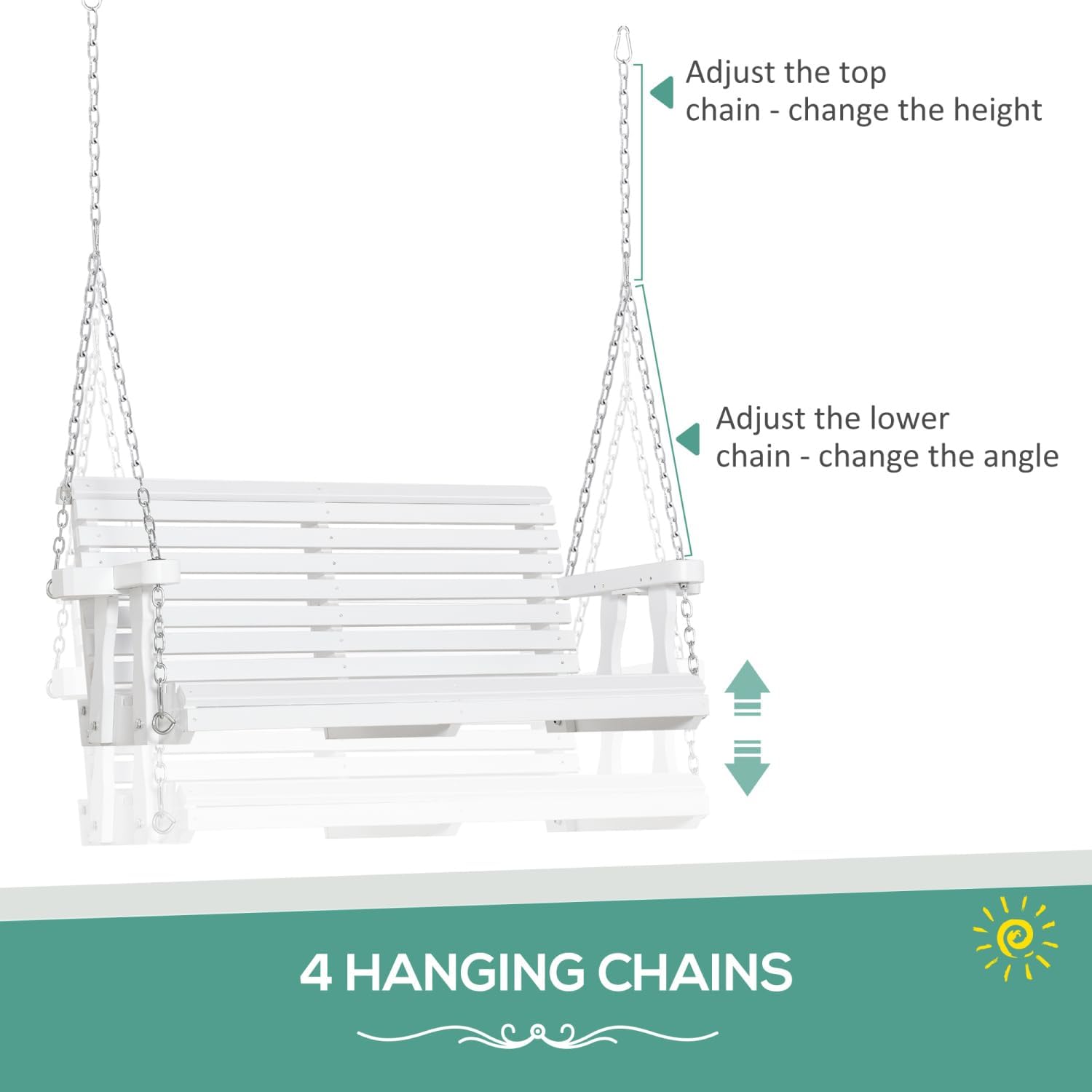 Wooden Outdoor Hanging Swing Chair with Cup Holders – Relax & Enjoy