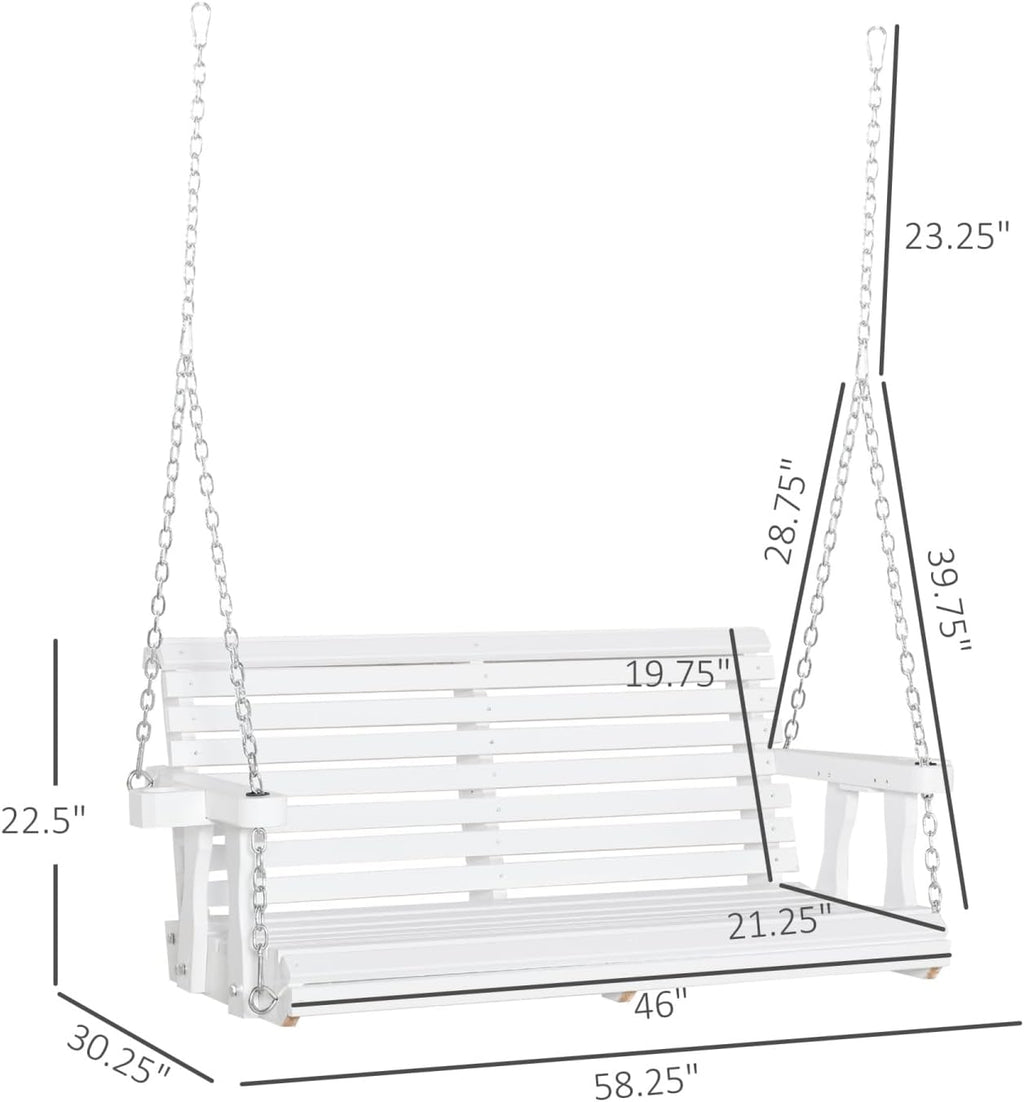 Wooden Outdoor Hanging Swing Chair with Cup Holders – Relax & Enjoy