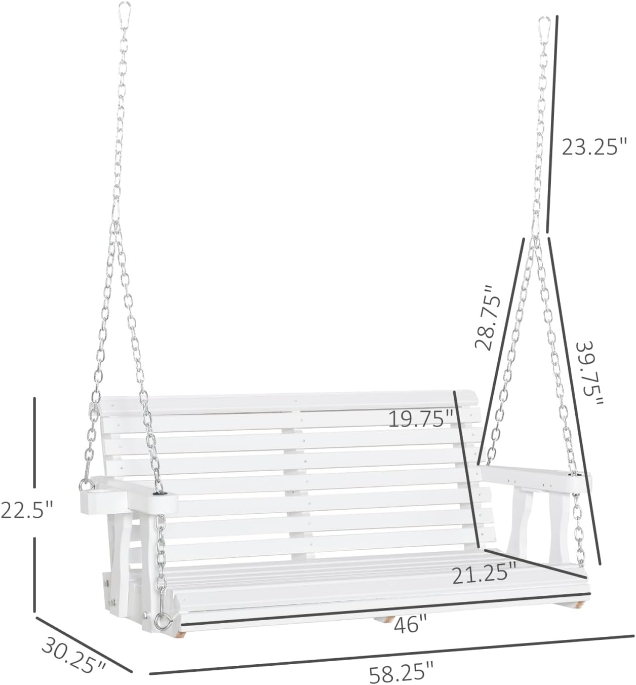 Wooden Outdoor Hanging Swing Chair with Cup Holders – Relax & Enjoy