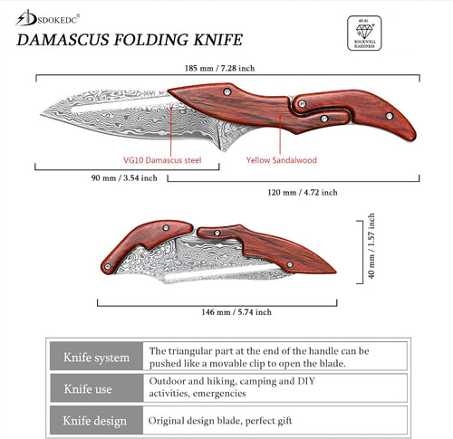Damascus Steel Multitool – Sandalwood Handle, EDC