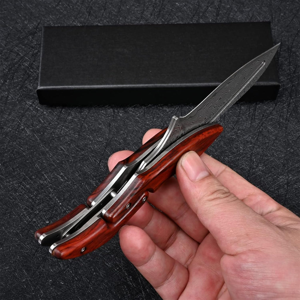 Damascus Steel Multitool – Sandalwood Handle, EDC