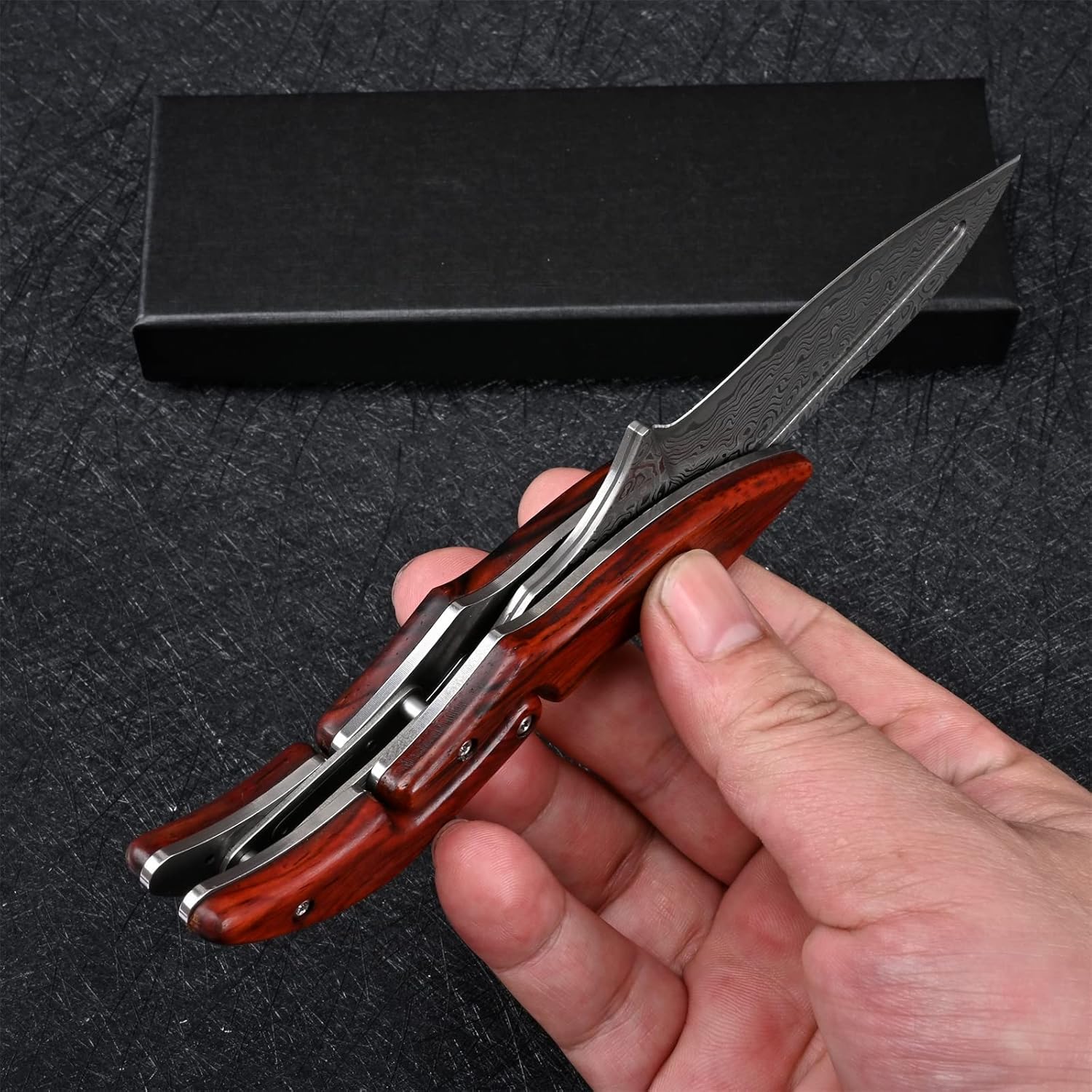 Damascus Steel Multitool – Sandalwood Handle, EDC
